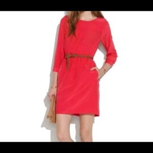 Madewell Hot Pink Silk Dress with Pockets